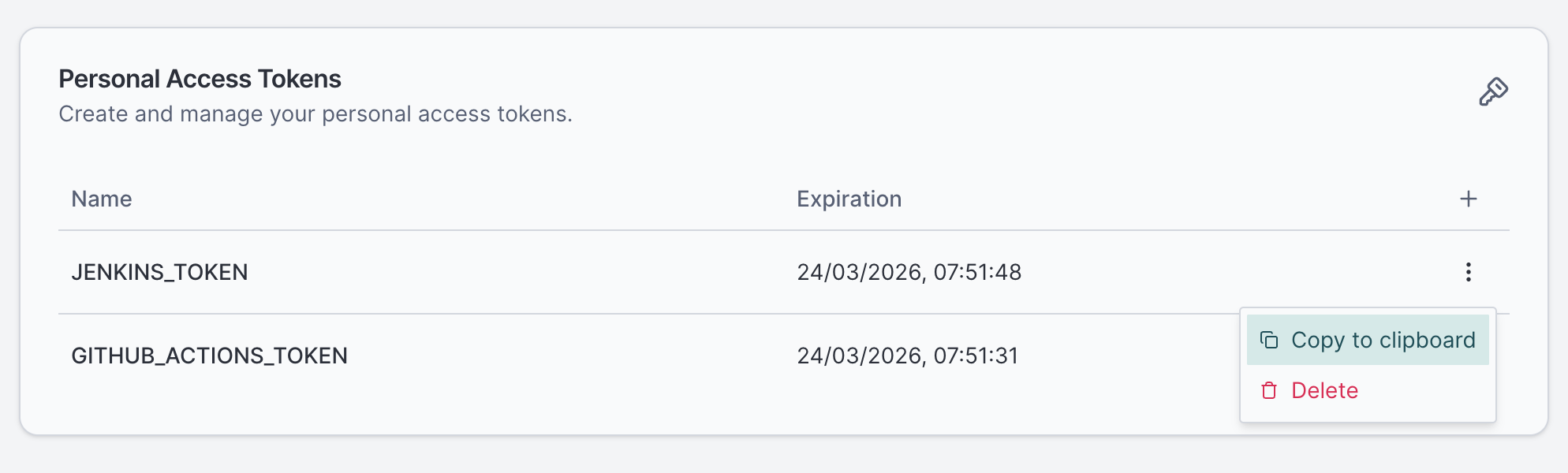 Create and copy personal access token